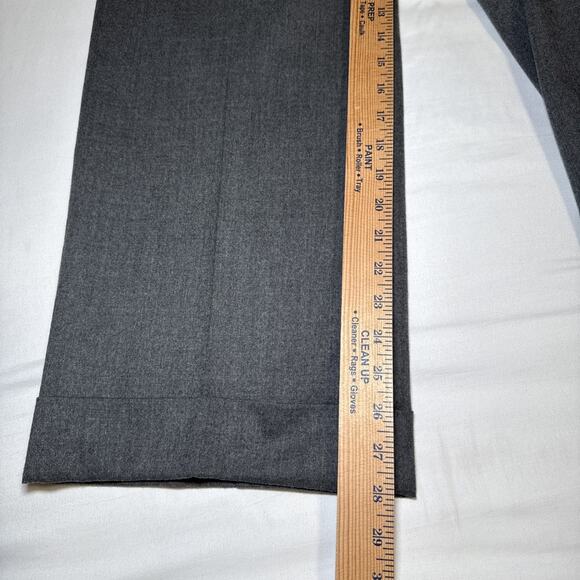 Talbots Womens Petite 12P Italian Wool Pants Gray Lined Wide Leg Cuffed Career - Picture 8 of 13